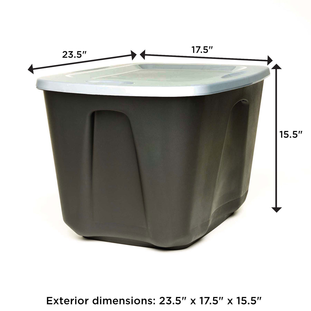 Homz 6618BKTS.08 18 Gallon Durable Molded Plastic Storage Bin w/ Lid, Black/Gray