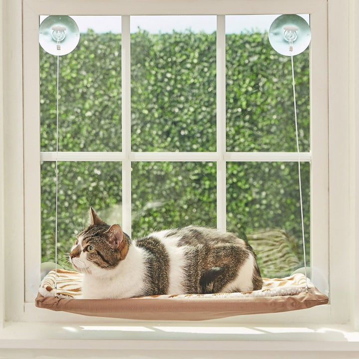 Oster Sunny Seat Cat Window Hammock Perch Bed, Supports Up to 50 Pounds, Brown - VMInnovations