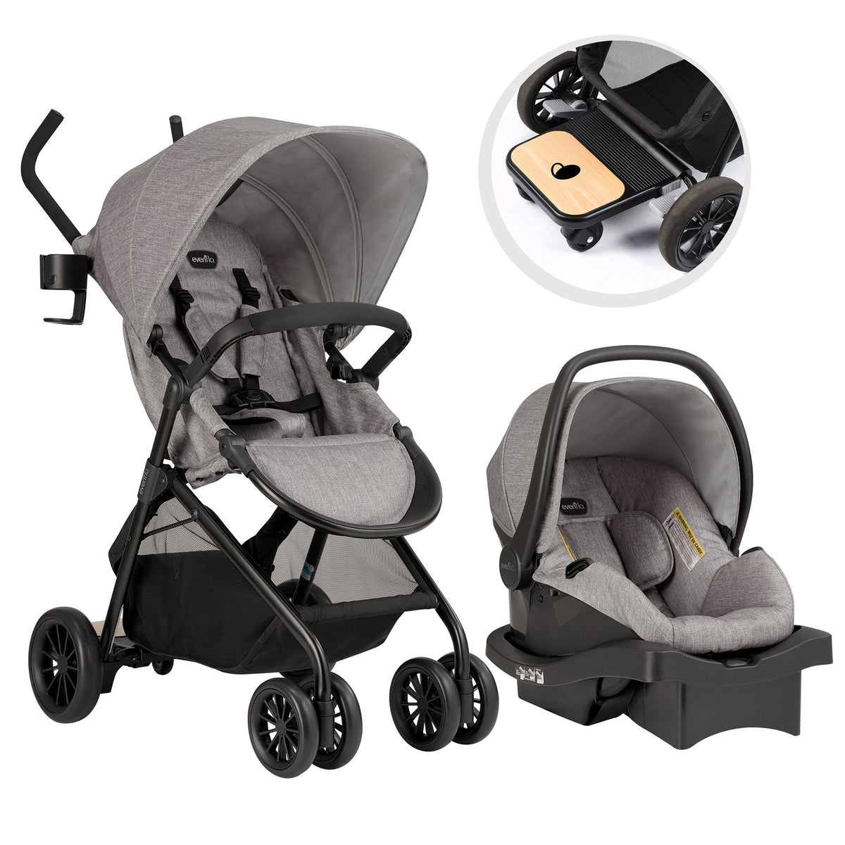 Evenflo Versatile Sibby Travel System w/LiteMax 35 Infant Car Seat, Mineral Gray