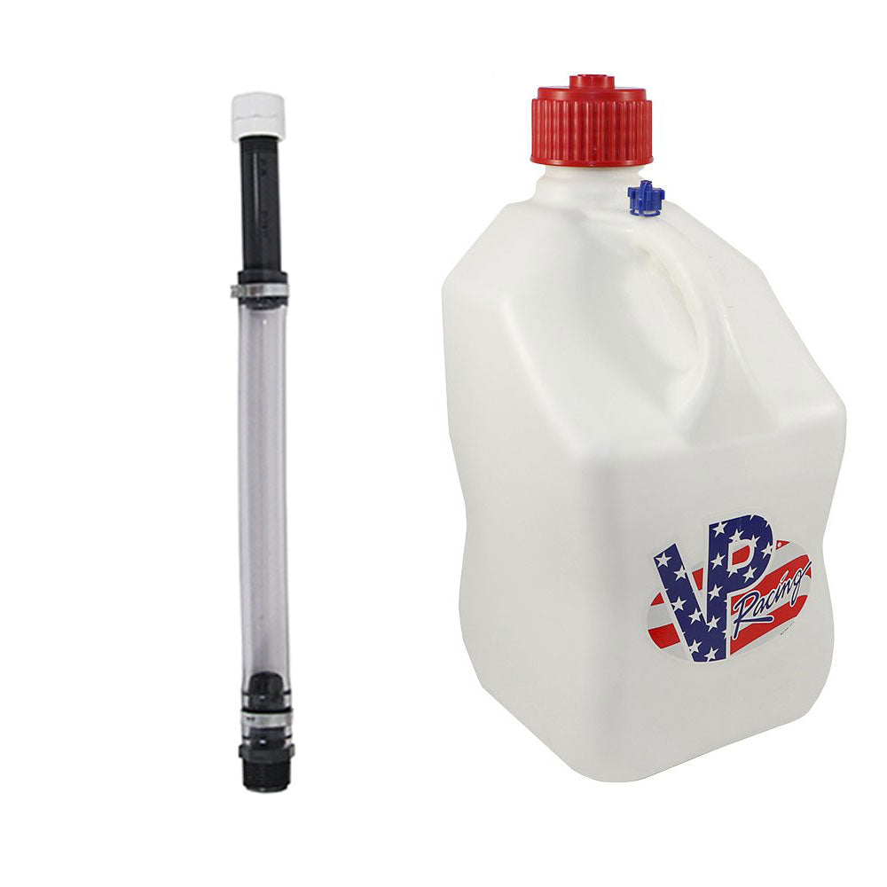 VP Racing Fuels 5.5 Gal Motorsport Plastic Utility Jug and 14 In Hose, Patriotic