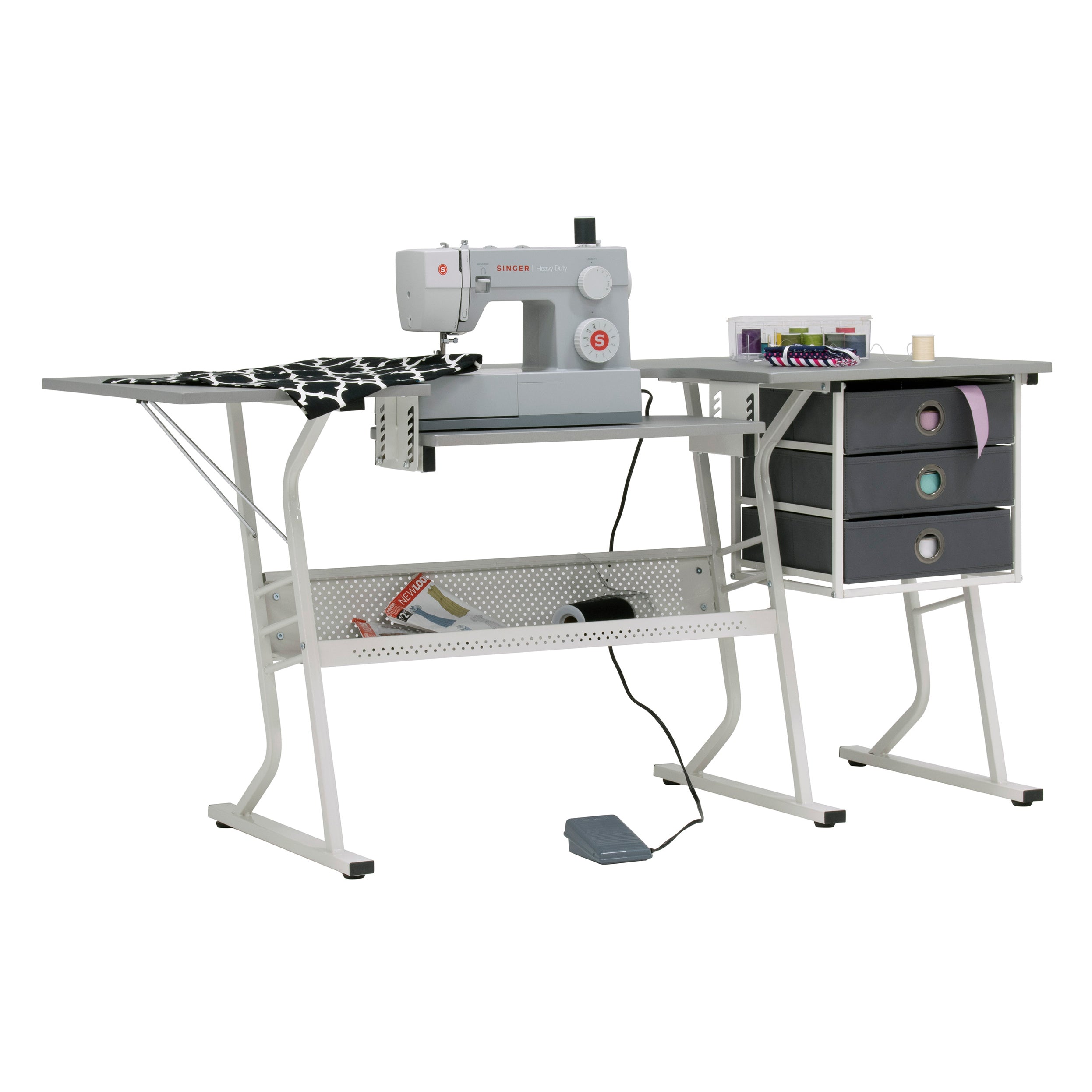 Sew Ready 38010 Eclipse Hobby Craft Table Computer Desk with Drawers (For Parts)