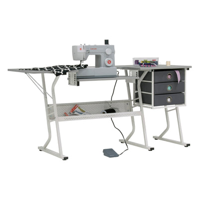 Sew Ready 38010 Eclipse Hobby Craft Table Computer Desk with Drawers (For Parts)