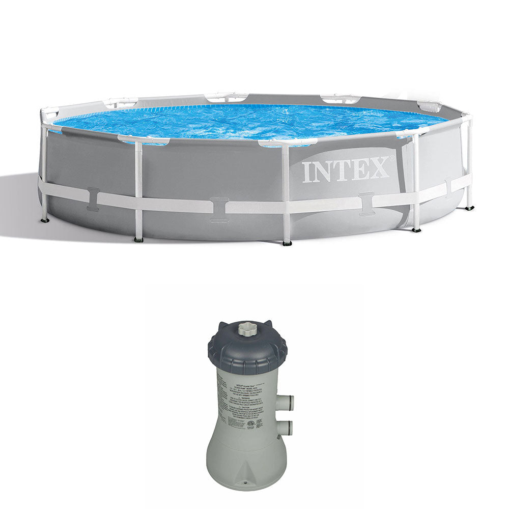 Intex 10 Feet x 30 Inches Outdoor Swimming Pool w/ Cartridge Filter Pump System - VMInnovations