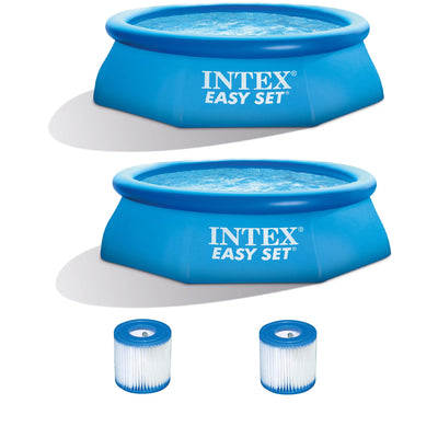 Intex 8'x2.5' Swimming Pool w/ Filter Pump (2 Pack) Filter Cartridge (2 Pack) - VMInnovations
