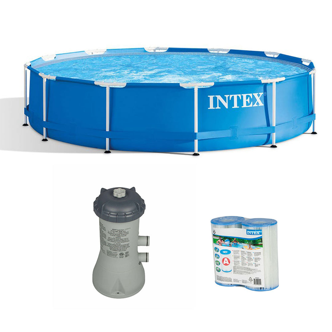 Intex 12' x 30" Above Ground Pool with Filter Pump System and Filter Cartridge - VMInnovations