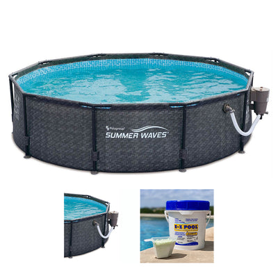 Summer Waves 10ft x 30in Outdoor Round Frame Above Ground Swimming Pool Set