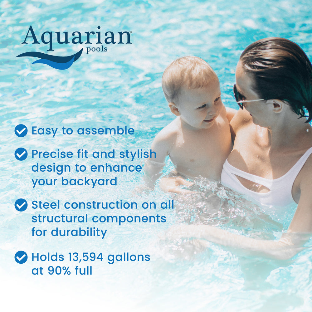 Aquarian Pools Khaki Venetian 18ft x 52in Outdoor Above Ground Swimming Pool - VMInnovations