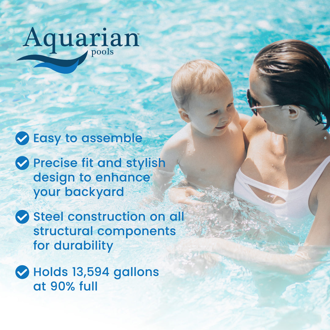 Aquarian Pools Khaki Venetian 18ft x 52in Outdoor Above Ground Swimming Pool - VMInnovations
