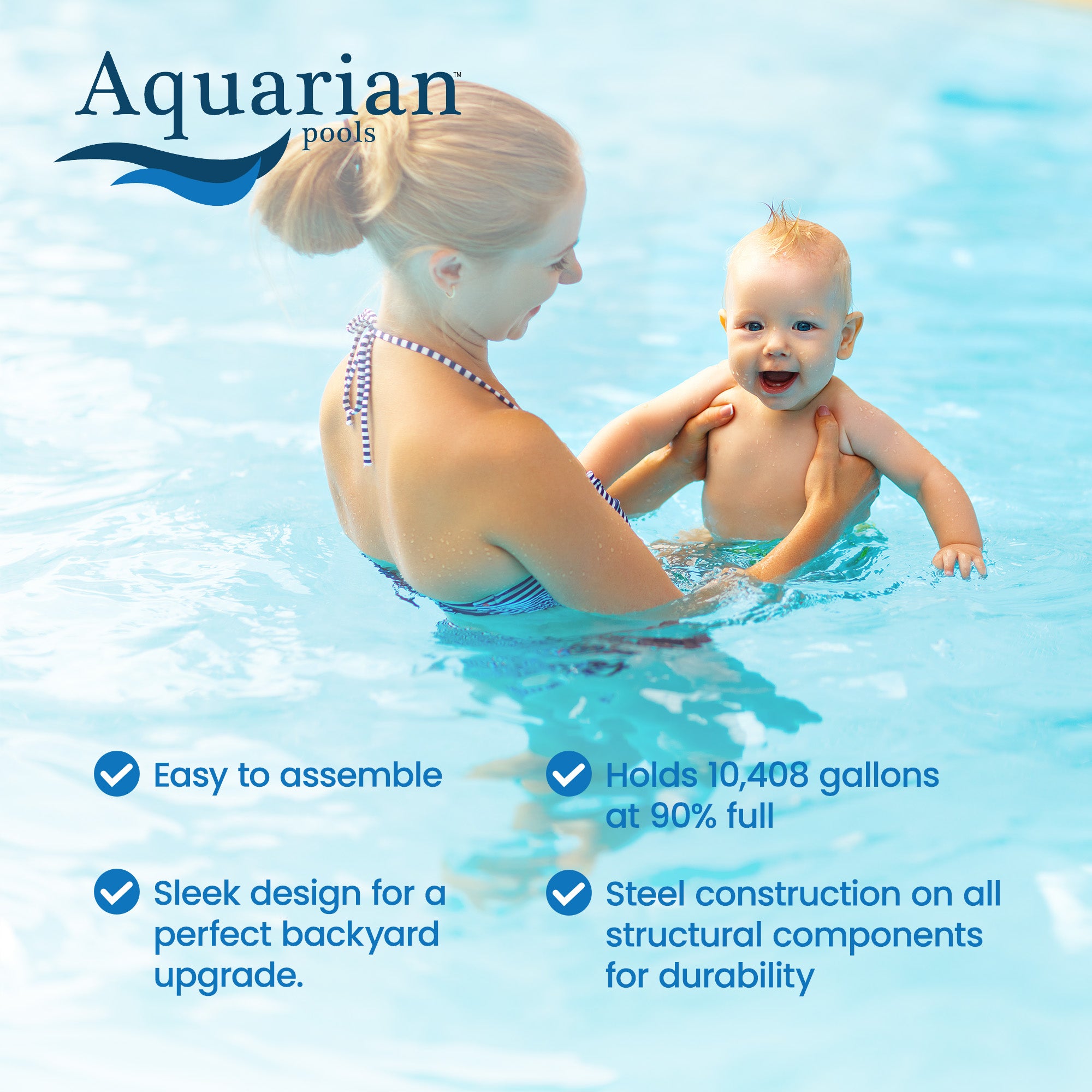 Aquarian Fuzion 21' x 52" Above Ground Swimming Pool w/Pump, Ladder & Equipment - VMInnovations