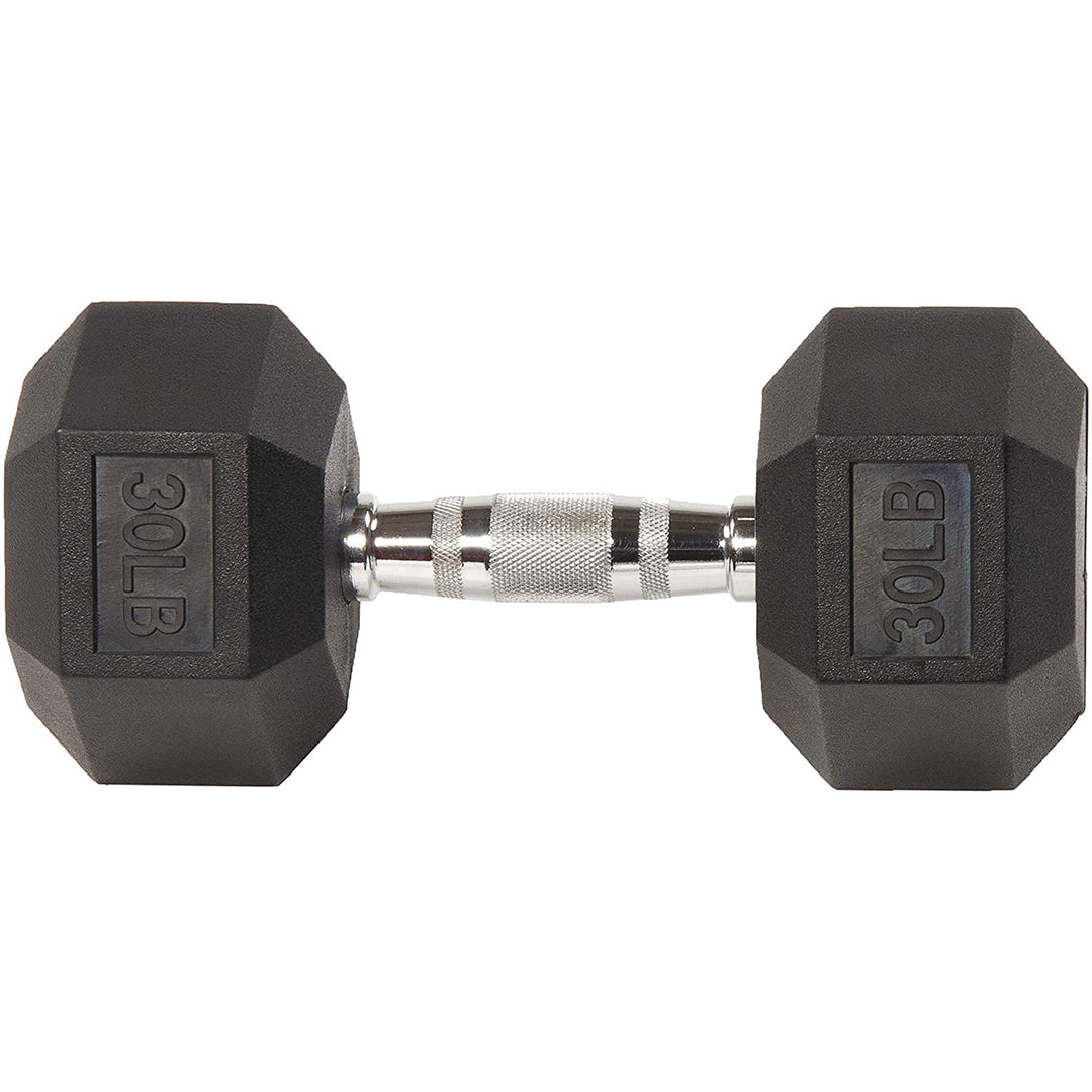 Sporzon Single Rubber Encased Hexagon Handheld Free Weight Dumbbell, 30lbs(Used) - VMInnovations