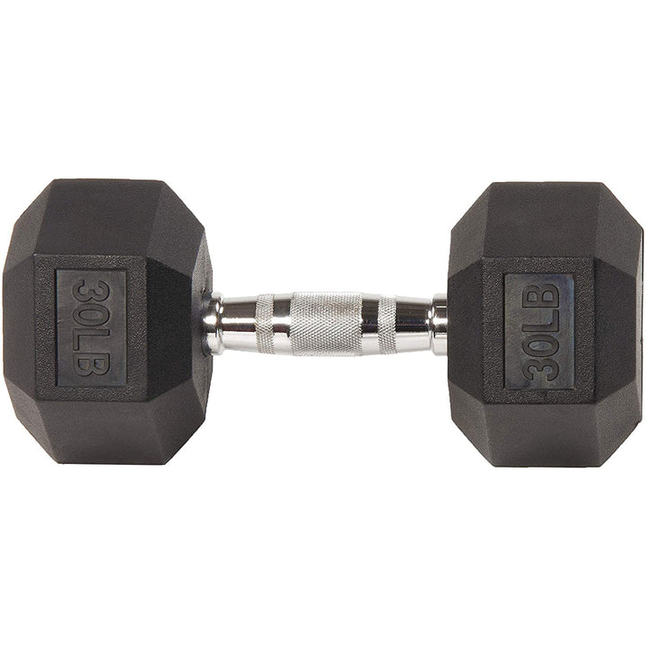 Sporzon Single Rubber Encased Hexagon Handheld Free Weight Dumbbell, 30lbs(Used) - VMInnovations