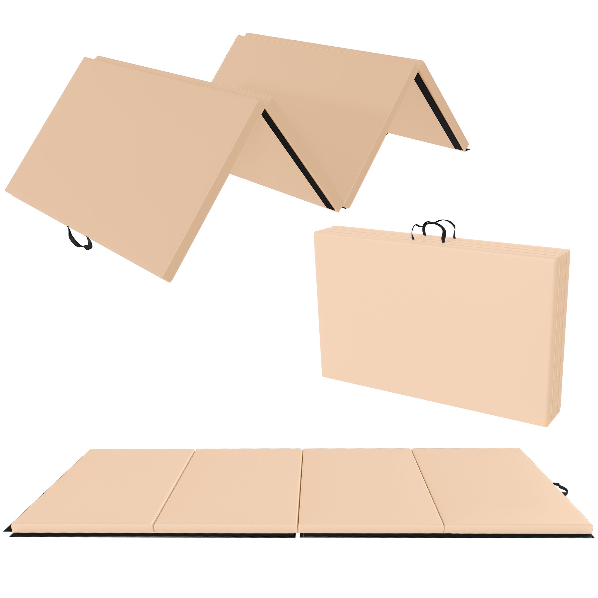 BalanceFrom Fitness 120 x 48" All Purpose Folding Gymnastics Exercise Mat, Beige (Open Box) - VMInnovations