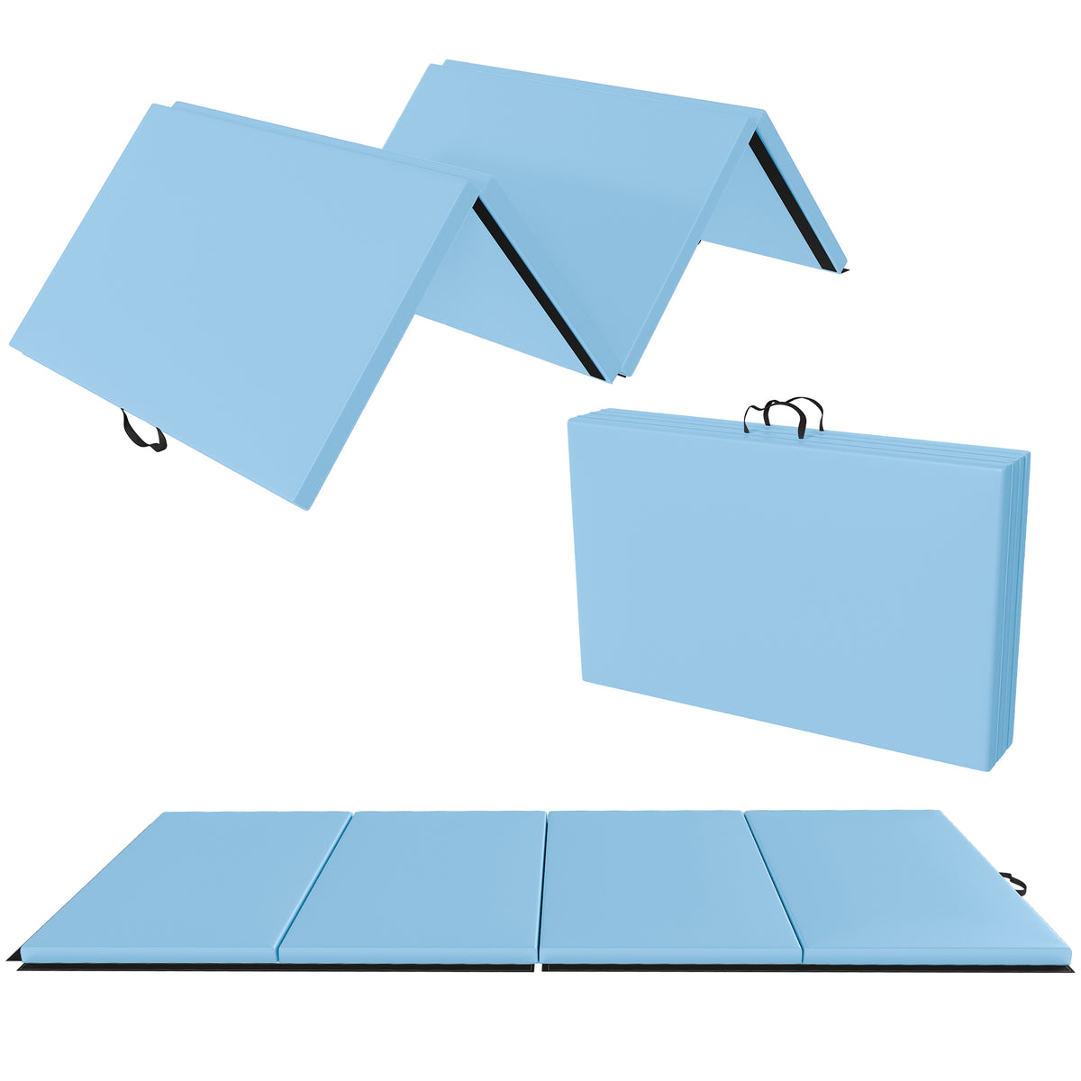 BalanceFrom Fitness 120x48" All Purpose Folding Gymnastics Exercise Mat, Blue