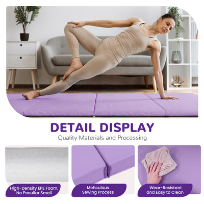 BalanceFrom Fitness 120x48" All Purpose Folding Gymnastics Exercise Mat, Purple