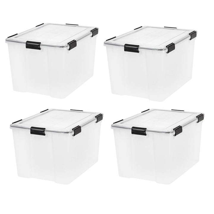 IRIS USA Clear Weathertight 74QT Buckle Down Storage Box Container 4pk(Open Box)