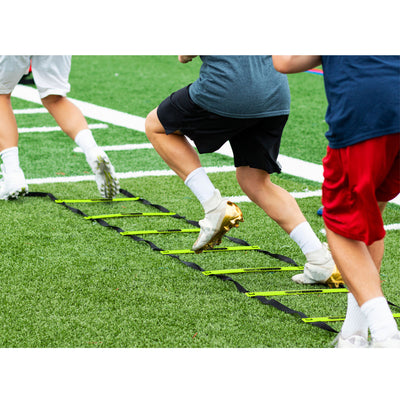 HolaHatha 20 Ft 12 Rung Adjustable Sports Agility Training Ladder, Yellow (Used) - VMInnovations