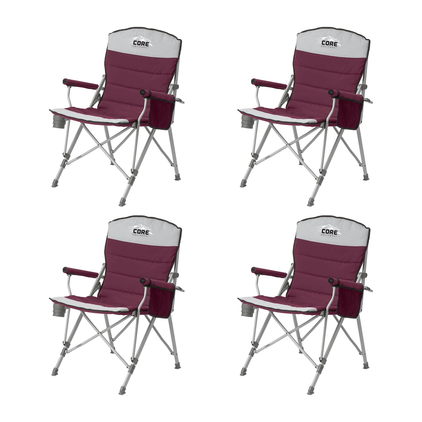 CORE Padded Arm Chair with Carry Bag, Gray (4 Pack) - VMInnovations
