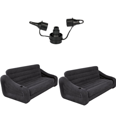 Intex 120V Quick Fill Electric Air Pump Set & Inflatable Queen Futon (2 Pack) - VMInnovations