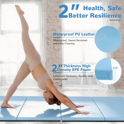 BalanceFrom Fitness 120x48" All Purpose Folding Gymnastics Exercise Mat, Blue