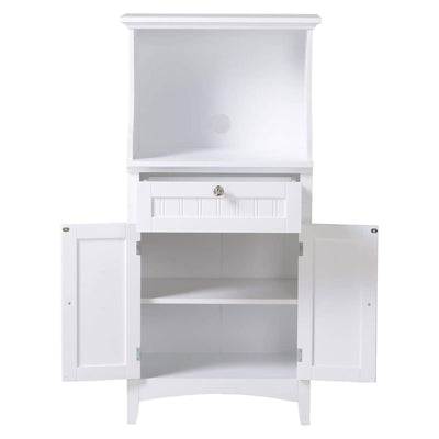 American Furniture Classics Microwave Cart Stand Cabinet, White (Open Box)