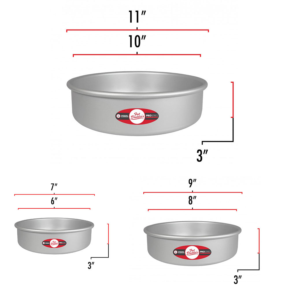 Fat Daddio's Anodized Aluminum Round Cake Pan with Solid Bottom (3 Sizes)