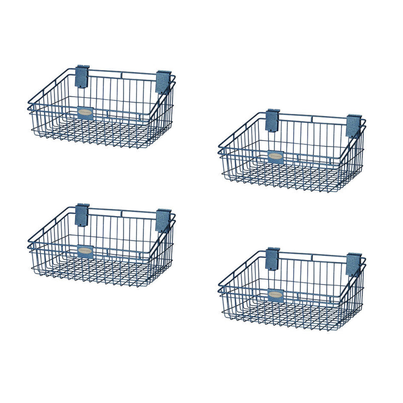 Suncast Storage Trends 12 Inch x 18 Inch Slatwall Mounted Wire Basket, Blue (4 Pack)