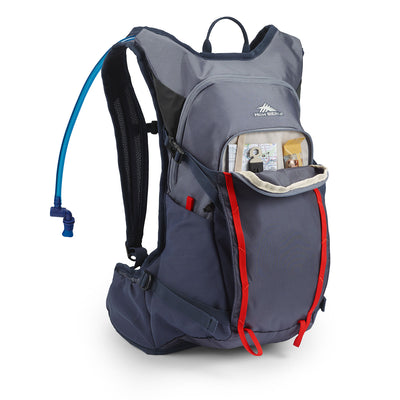 High Sierra Hydrahike 2.0 16L Hydration Water Backpack for Hiking, Gray & Red