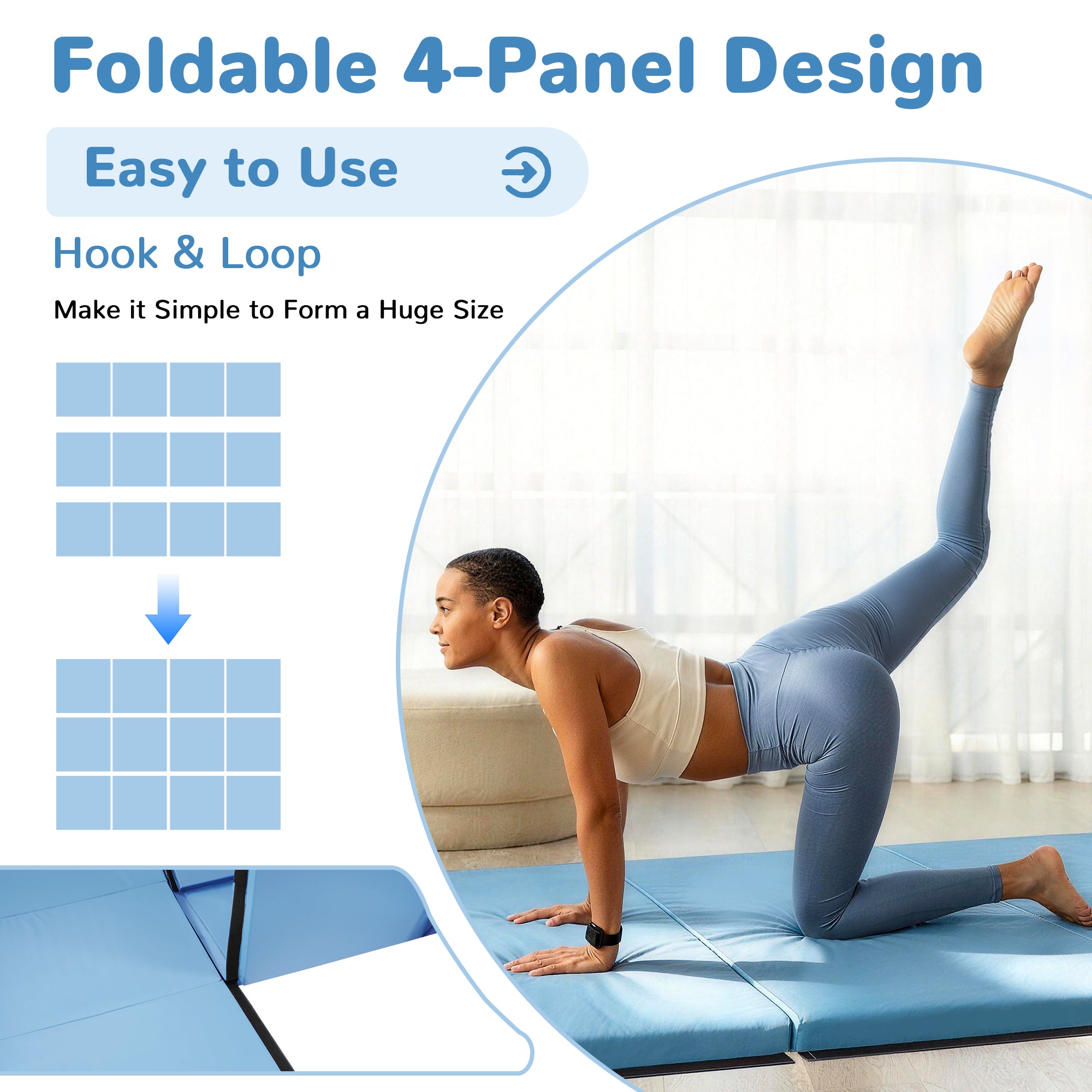 BalanceFrom Fitness 120x48" All Purpose Folding Gymnastics Exercise Mat, Blue
