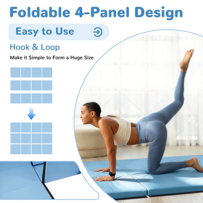 BalanceFrom Fitness 120x48" All Purpose Folding Gymnastics Exercise Mat, Blue