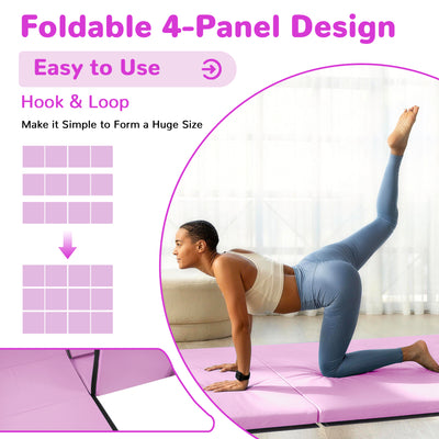 BalanceFrom Fitness 120 x 48" All Purpose Folding Gymnastics Exercise Mat, Pink