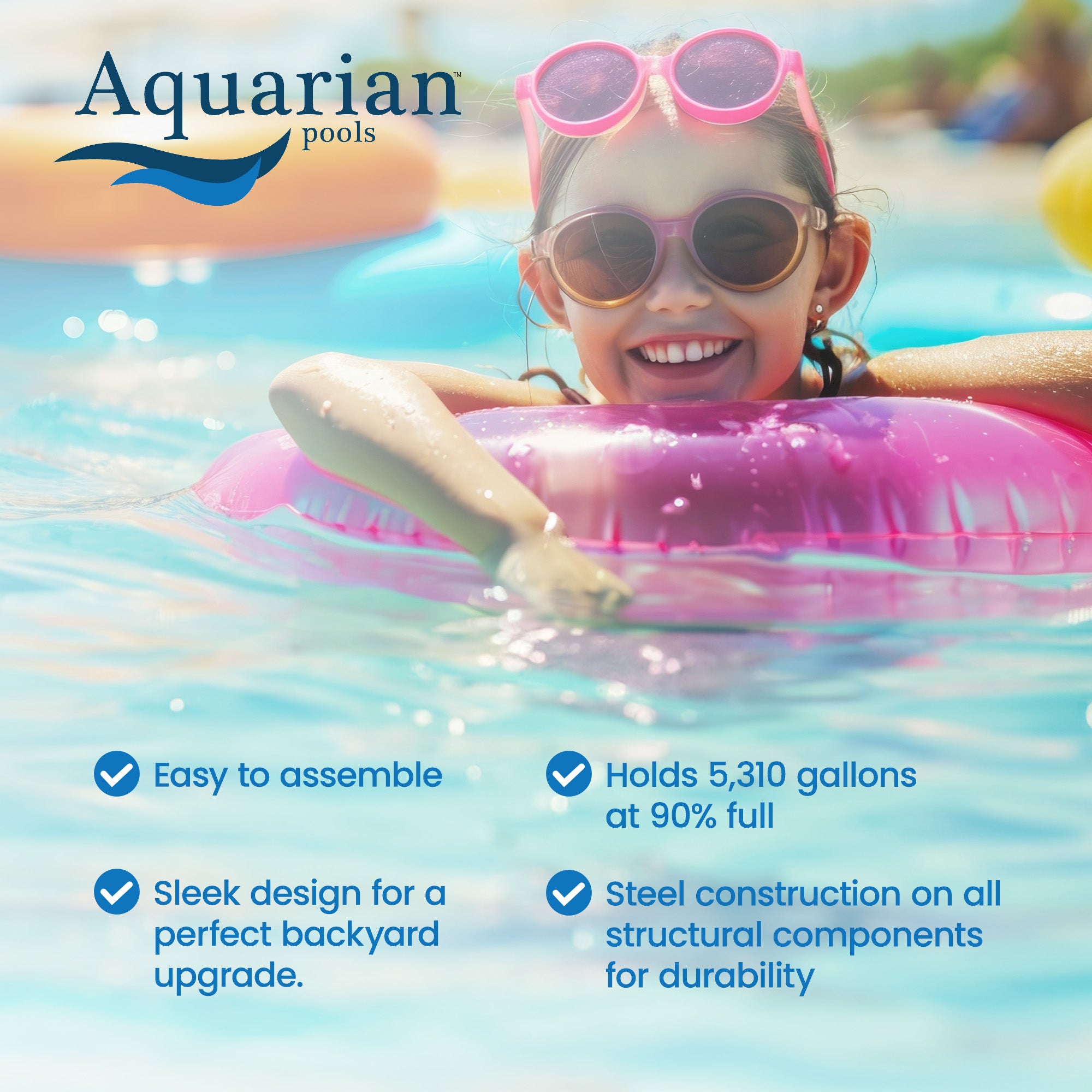 Aquarian Fuzion 18' x 52" Above Ground Swimming Pool w/Pump, Ladder & Supplies - VMInnovations