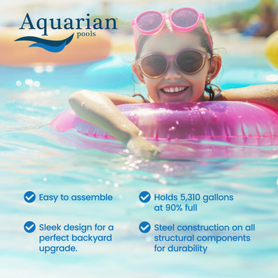 Aquarian Fuzion 18' x 52" Above Ground Swimming Pool w/Pump, Ladder & Supplies - VMInnovations