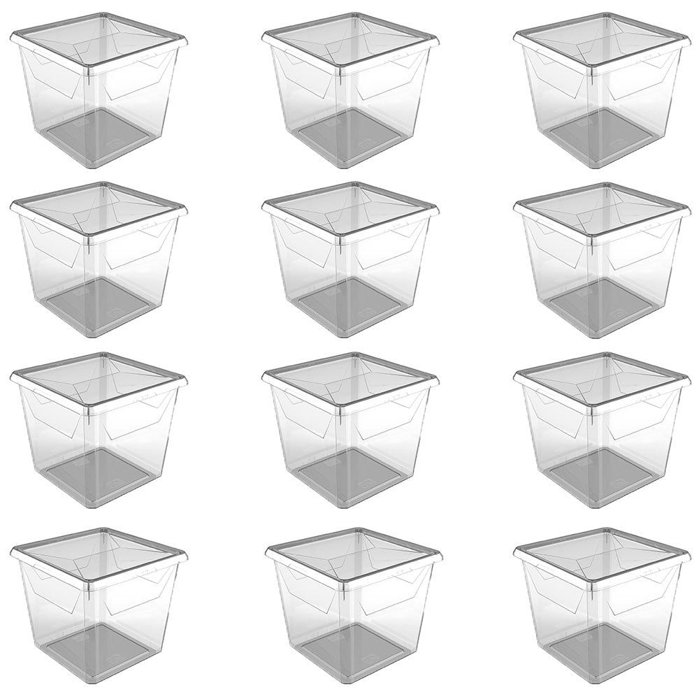 Ezy Storage Karton Large 17 Qt Plastic Storage Container Box with Lid (12 Pack) - VMInnovations