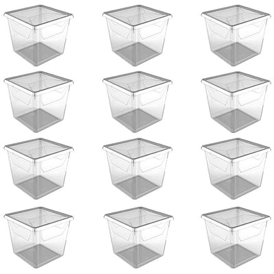 Ezy Storage Karton Large 17 Qt Plastic Storage Container Box with Lid (12 Pack) - VMInnovations