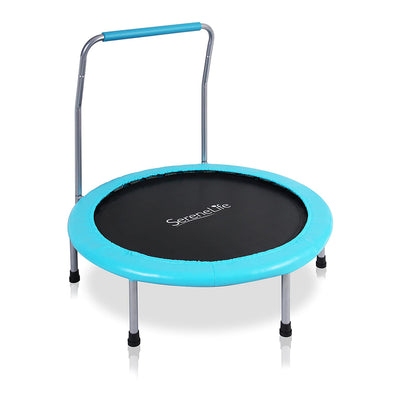 SereneLife 36 Inch Kids Indoor Outdoor Fitness Trampoline w/ Padded Frame Cover