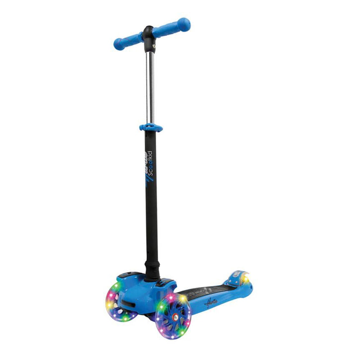 Hurtle ScootKid 3 Wheel Toddler Child Ride On Toy Scooter w/ LED Wheels, Blue - VMInnovations