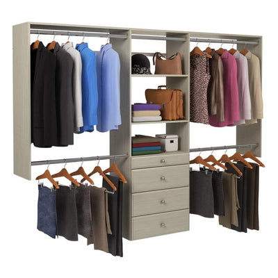 Easy Track 3 Shelf Deluxe Closet Storage Starter Closet Organizer System, Grey