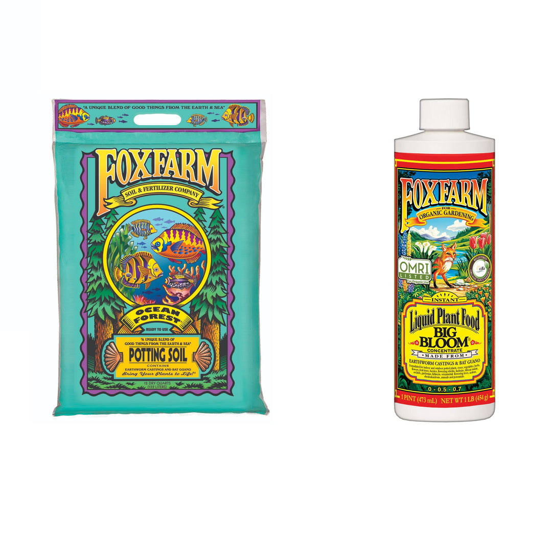 Foxfarm Organic Garden Potting Soil 12 Quarts & Liquid Organic Plant Food