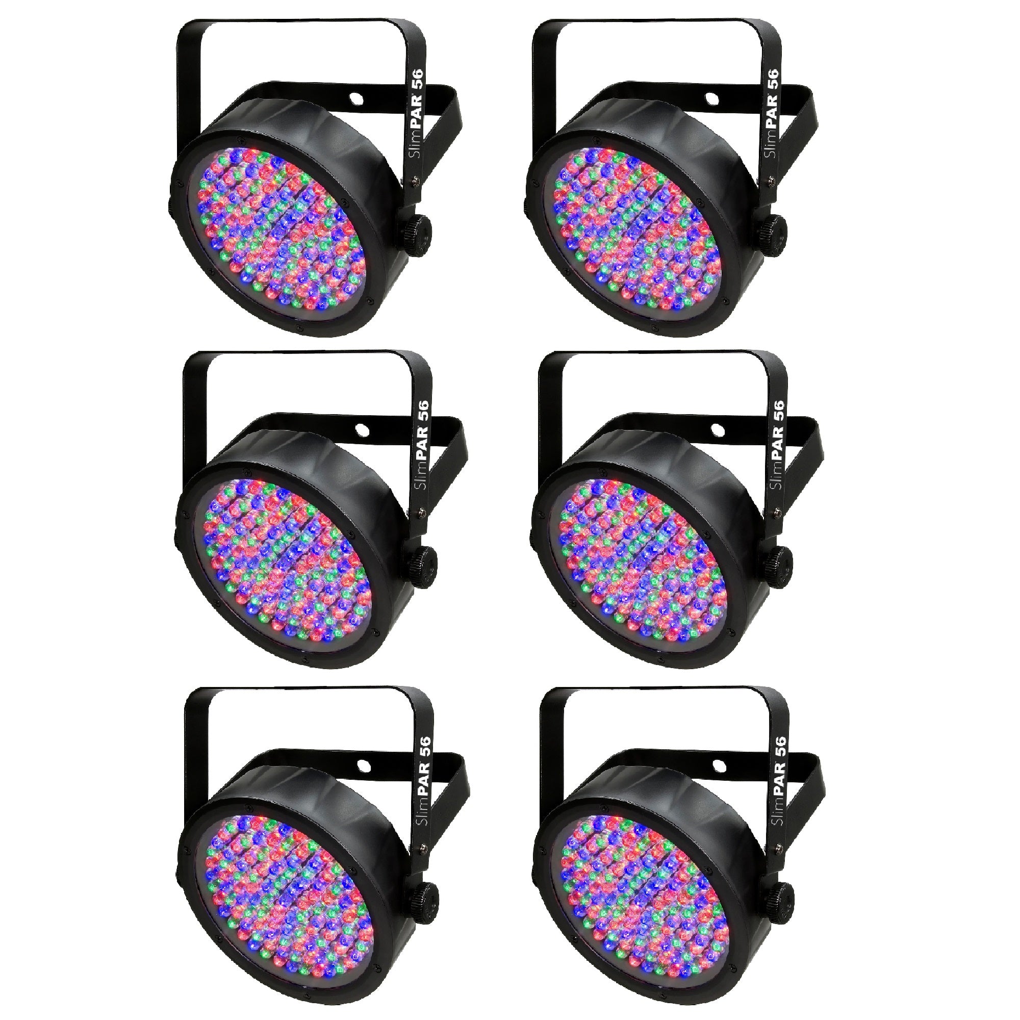 Chauvet DJ  56 LED DMX Slim Par Flat Can RGB Wash Light Effect Fixture (6 Pack)