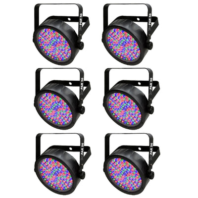 Chauvet DJ  56 LED DMX Slim Par Flat Can RGB Wash Light Effect Fixture (6 Pack)
