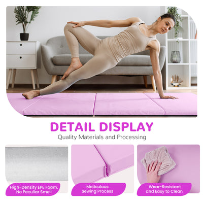 BalanceFrom Fitness 120 x 48" All Purpose Folding Gymnastics Exercise Mat, Pink