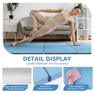BalanceFrom Fitness 120x48" All Purpose Folding Gymnastics Exercise Mat, Blue