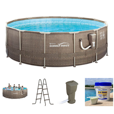 Summer Waves P20014482 14Ft x 48In Round Frame Above Ground Swimming Pool Set