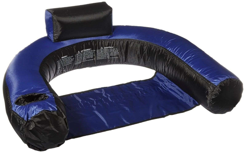 Inflatable Nylon Fabric Pool U-Seat Float Bundled w/ Inflatable Floating Lounger - VMInnovations