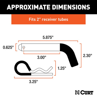 CURT 21510 Trailer 5/8-Inch Hitch Pin and Clip Set, Fits 2 Inch Receiver Tubes + CURT 22272 Rubber Trailer Hitch Tube Cover, Fits 2 Inch Receiver Tube, Black