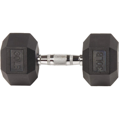 Sporzon Single Rubber Encased Hexagon Handheld Free Weight Dumbbell, 30lbs(Used)