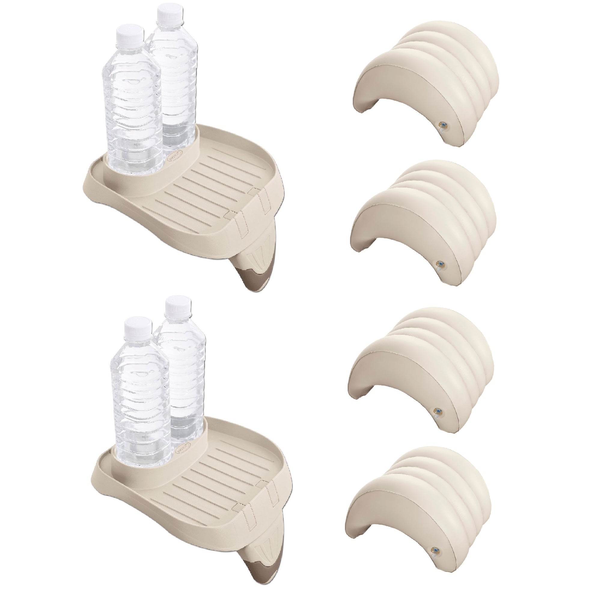 Intex Cup Holder & Refreshment Tray (2 Pack) & Inflatable Headrest (4 Pack) - VMInnovations