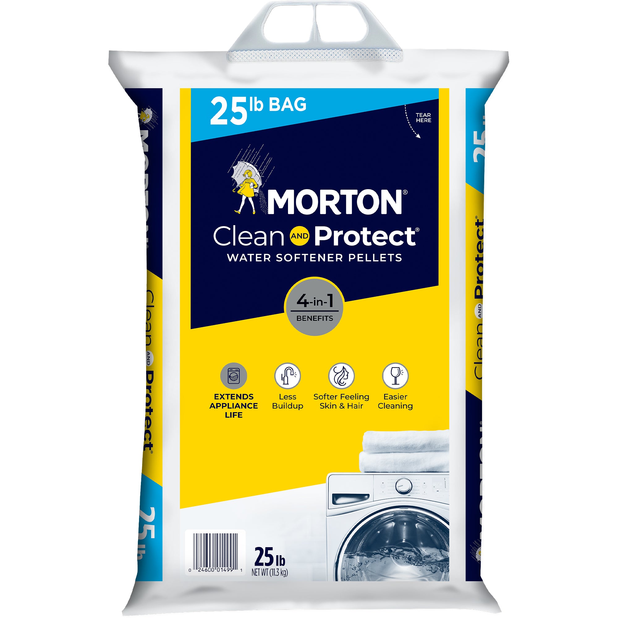 Morton F124990000G Clean and Protect Water Softener Salt Pellets, 25 lb Bag
