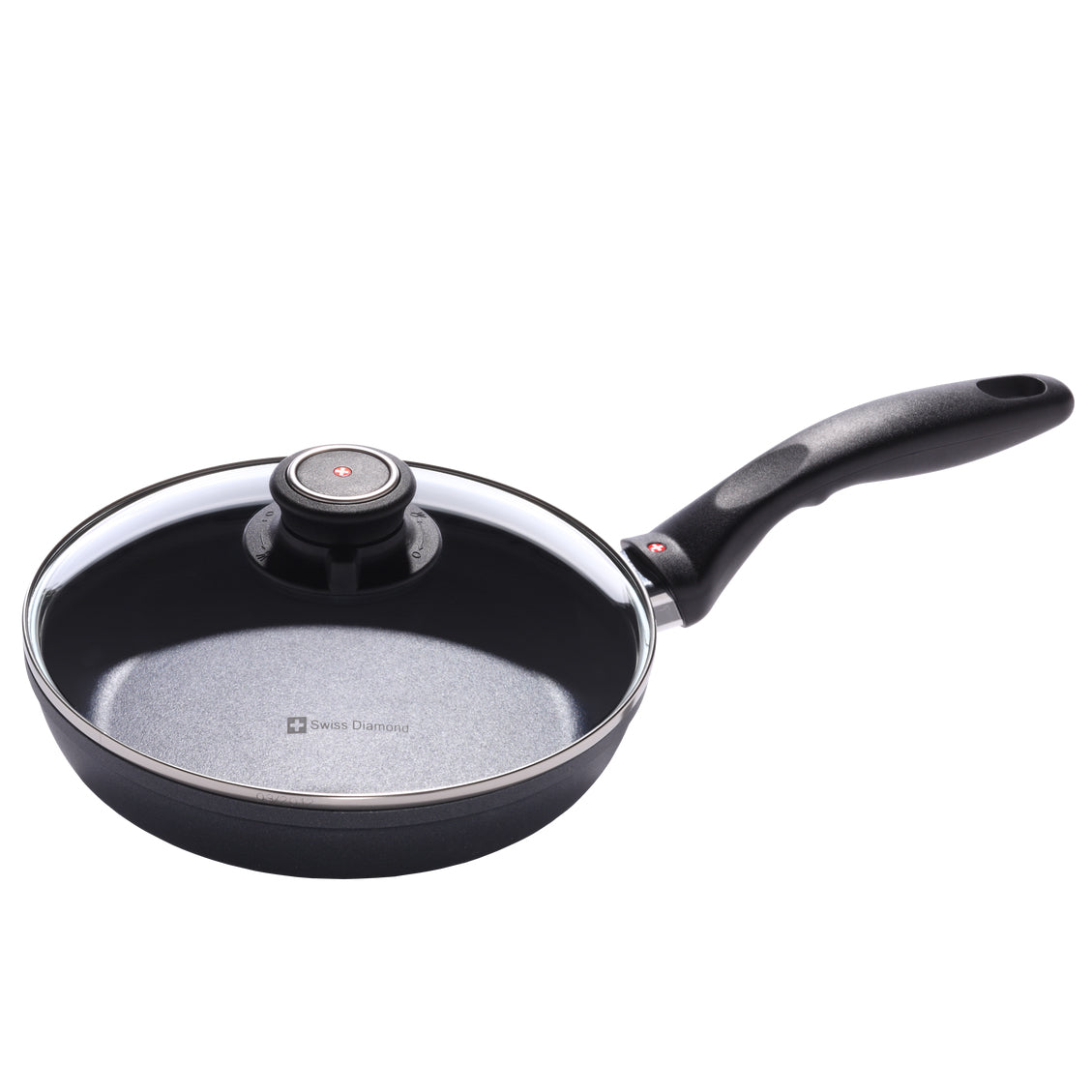Swiss Diamond Nonstick Frying Pan Skillet w/ Glass Cover, 8 Inches (Open Box) - VMInnovations