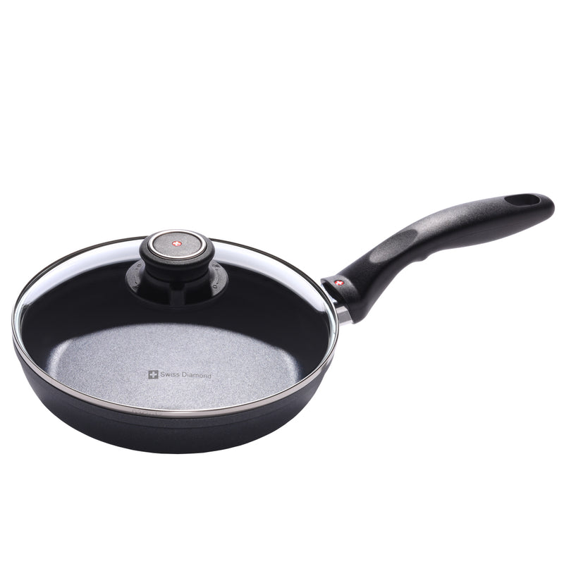 Swiss Diamond Nonstick Frying Pan Skillet w/ Glass Cover, 8 Inches (Open Box)